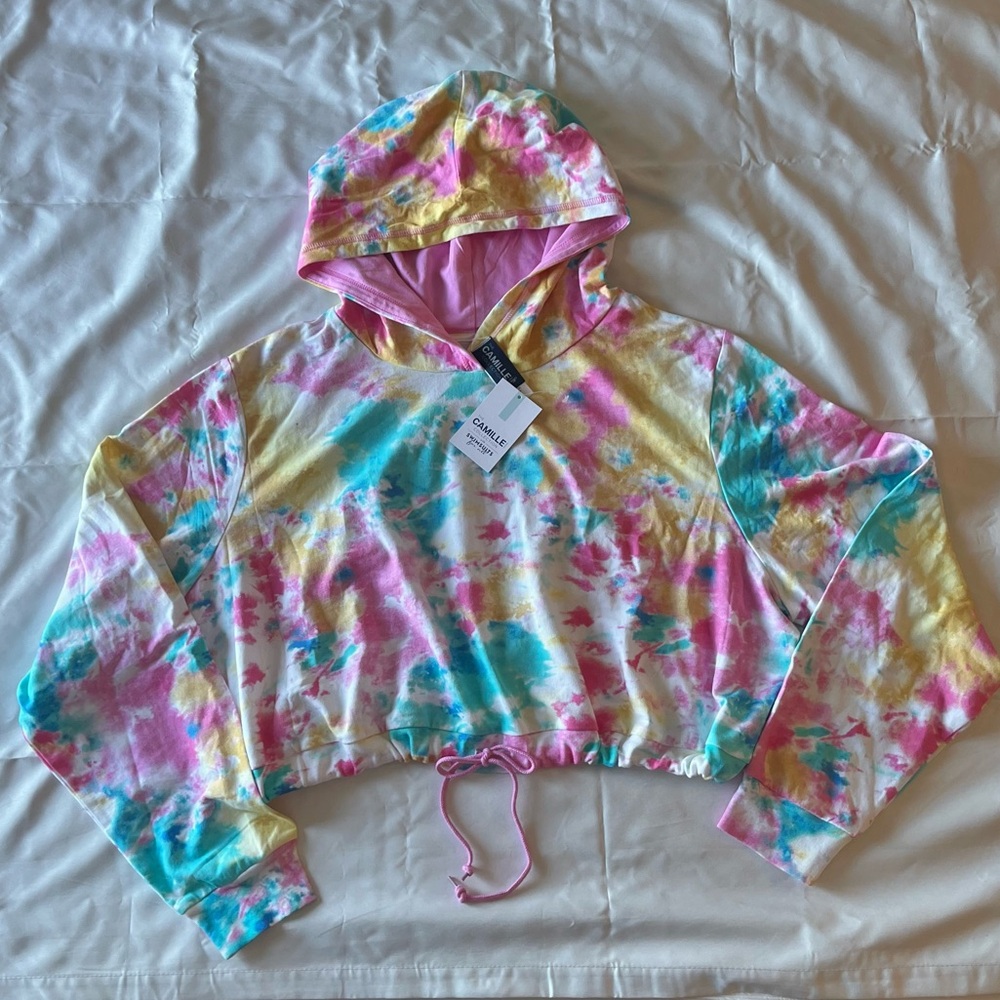 Camille Kostek Sorbet Tie Dye Cropped Terry Hoodie - Swimsuits for All
